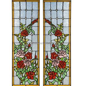 Panel de Vidrio Tiffany con Diseño de Rosas Estilo Rústico Personalizado, Cadena de Hierro, para Colgar en Pared y Ventana - Product Image 5