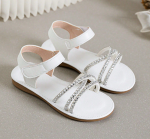Sandalias de Playa Blancas para Niñas al por Mayor, Antideslizantes, con Suela Plana y Cristales, para Edades de 3 a 15 Años - Product Image 2