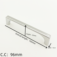 Poignées de meuble en aluminium massif chromé poli, tirants de tiroir argent miroir, quincaillerie moderne pour cuisine et armoire