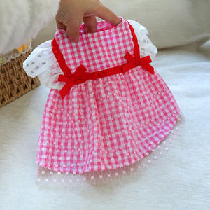 Produsen pakaian hewan peliharaan rok anjing kecil musim semi dan musim panas rok <span class=keywords><strong>Tartan</strong></span> pakaian anjing - Product Image 1