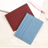 Dompet kartu kulit asli ramping kustom logo kustom Moq kecil dompet kartu lengan kartu tempat kartu kredit