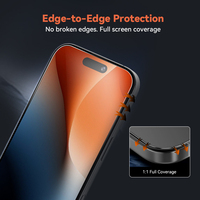Installation sans poussière de qualité supérieure en verre trempé haute définition pour iPhone 16 15 14 13 12 Pro Max Protector 2 Pack