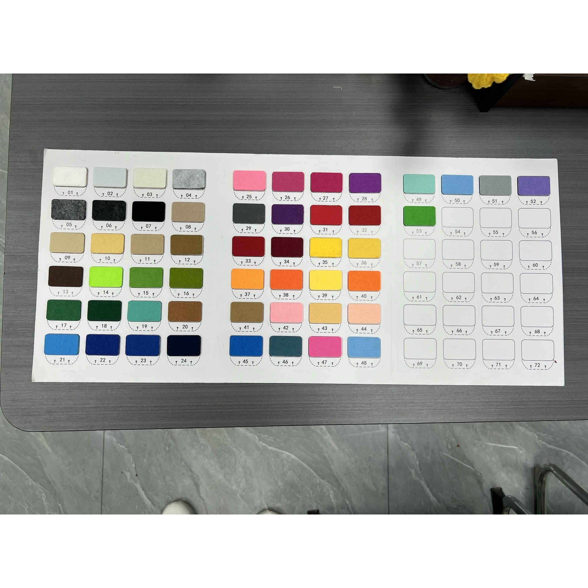 Color swatches - storage baskets