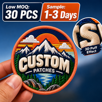 Op maat gemaakte 3D Puff geborduurde patches voor hoeden en kleding, strijk- of naaibare logo badges, OEM bulk