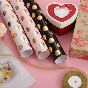 Polka Dot Hot Foil Stamping Gift Wrapping Paper Black White Pink Gold Wholesale for Qixi Festival Gift Boxes - Product Image 1