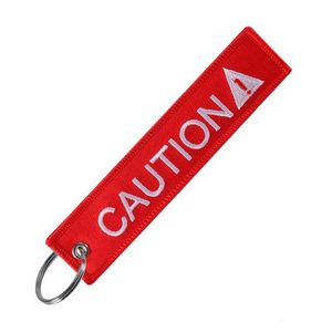 CAUTION Embroidered Motorcycle Keychain, Custom Logo <b>Key</b> <b>Tag</b> for Riders, Promotional Gifts for Auto and Moto Brands - Product Image 3