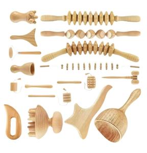 Kit d'outils de massage en bois 16-en-1 pour le remodelage corporel, masseur lymphatique en bois, outils Gua Sha en bois - Vente en gros - Product Image 1