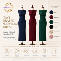 Robes longues moulantes froncées pour femmes, sans manches, légères, décontractées d'été, élégantes, fendues, pour cocktail ou invitée de mariage
