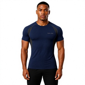T-shirt de compression à manches courtes pour homme, personnalisé OEM, pour entraînement, musculation, fitness, sous-vêtement de compression 2026 - Product Image 2