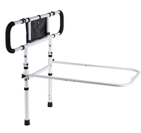 Barre d'assistance médicale pour lit d'hôpital pour personnes âgées - Acier inoxydable, hauteur réglable, avec sac de rangement, compatible lits King/Queen, Full/Twin