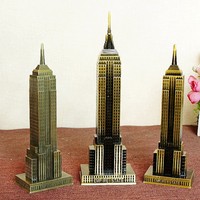 Modèle miniature de l'Empire State Building de New York en métal - Plaqué or, modèle de monument personnalisé exquis, logo de souvenir américain haut de gamme, objet de collection