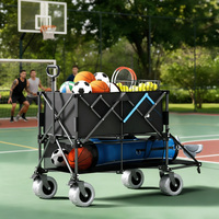 Chariot de plage en acier double couche, double étage, 650L, pliable, avec grandes roues pneumatiques en PVC, OEM pour le camping et la pêche
