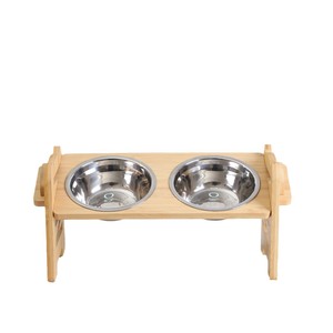 Atacado Elevado Raised <span class=keywords><strong>Pet</strong></span> Dog Feeder <span class=keywords><strong>Bowl</strong></span> Madeira Comida Água <span class=keywords><strong>Stand</strong></span> e Aço Inoxidável Tigela Cat Dog Food Water <span class=keywords><strong>Bowl</strong></span> - Product Image 1