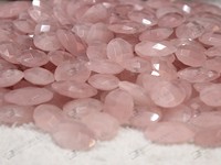 Perles ovales à double facettes en quartz rose, pierres précieuses brillantes pour la fabrication de bijoux