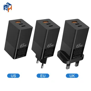 Hot selling 65 w gan charger qc 4.0 PD 3.0 wall fast charging gan 65w charger