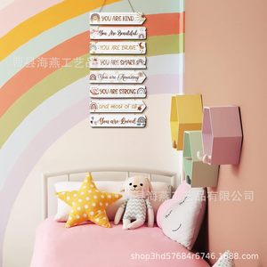 <b>Wooden</b> inspirational wall decoration for a cross-border teenage girl's bedroom, featuring a princess, butterfly, and <b>rainbow</b> - Product Image 3
