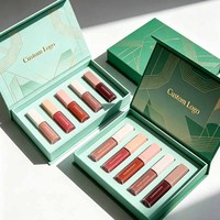 Ensemble cadeau de rouge à lèvres haut de gamme personnalisé, sac pour femmes, cosmétiques pour la Saint-Valentin, fermeture magnétique, matériaux recyclés, éponge