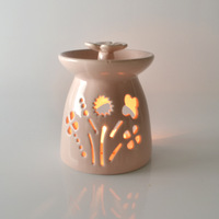 Lámpara de Perfume para Decoración del Hogar, Quemador de Aceite Esencial de Cerámica Blanca, Calentador de Cera para Velas