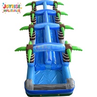 Toboggan gonflable commercial Palm Tree avec piscine, toboggan aquatique gonflable pour enfants