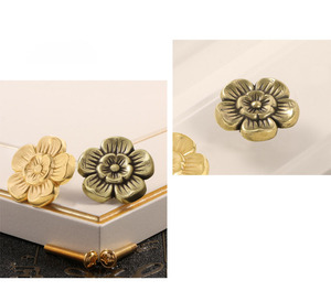 Kenop Pintu Kuningan Motif Bunga Klasik, Gagang Kabinet Bunga Kecil Segar, dan Pengait Dinding - Product Image 6
