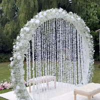 Fournitures florales de mariage artificielles de taille personnalisée Arrangement de fleurs en soie Anneau en arc pour événements de mariage Base en fer incluse