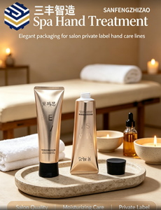 Brushed Champagne Gold PE Squeeze Tube With Matte Black Polygonal Flat Cap <b>For</b> Fragrance Hand Cream - Product Image 5