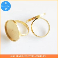 Einstellbare Fingerringe aus Edelstahl Blank Base Pad Ring Einstellung Gold Farbe