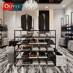 Garments Shop Interior Design Metal Clothes Stand Rack Simple Design High End Metal Clothing Store Display Stands - Product Image 1