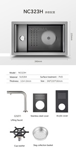 Nuovo Arrivo <span class=keywords><strong>Lavello</strong></span> da <span class=keywords><strong>Cucina</strong></span> Moderno Sottopiano a Vasca Singola Fatto a Mano con Rubinetto e Lavabicchieri in Acciaio Inossidabile 304 di Piccole <span class=keywords><strong>Dimensioni</strong></span> - Product Image 2