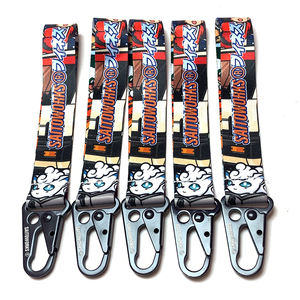 Logotipo personalizado Japão Cartoon Anime Sublimação Impresso Curto Poliéster Pulso Lanyard Keychain Com Eagle Hook - Product Image 1