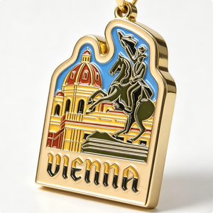 Collar con Colgante de Ángel Esmaltado del Monumento Histórico de Viena - Joyería Chapada en Metal, Moderna y Tradicional, Souvenir Austriaco para Viajeros - Product Image 3