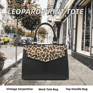 Hot selling Leopard Print PU Handbag Structured Handle Satchel <b>Zipper</b> Closure Women Work <b>Tote</b> <b>Bag</b> - Product Image 2