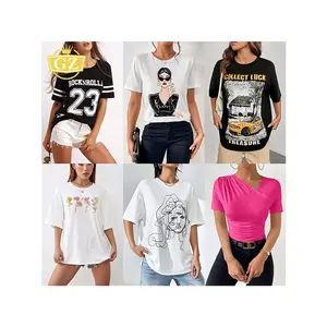 GZ Factory Direct Sale Mixed Colors Apparel Stock, Cheap Price Factory Garments Clearance T-shirt Women 2023 Stock From China