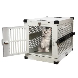 Luxury outdoor breathable collapsible travel dog crate airline pet cage metal aluminium alloy material for sale