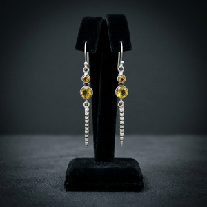 Handmade Trendy Wedding Gift Party 925 Sterling <b>Silver</b> Natural Citrine Gemstone Cut Bezel <b>Drop</b> <b>Earrings</b> - Product Image 3