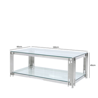 Plateau en verre trempé nordique argenté pieds en acier inoxydable table centrale meubles de salon tables basses de luxe modernes