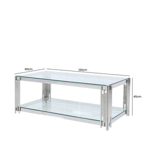 Plateau en verre trempé nordique argenté pieds en acier inoxydable table centrale meubles de salon tables basses de luxe modernes - Product Image 3