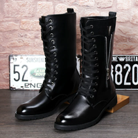 Bottes hautes, cuir noir tendance, bottes de moto pour hommes, nouvelle marque tendance