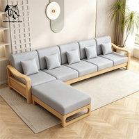 Canapé sectionnel en bois extensible, style log, pour salon, personnalisable, en stock, prêt à être expédié, à bas prix, fourni par l'usine.