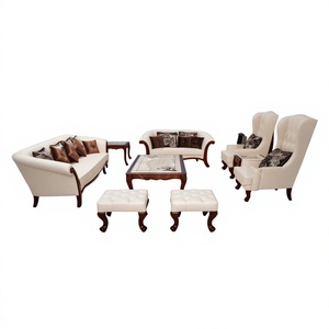 Juego de Sofás de Madera de Lujo para 9 Personas, Muebles Clásicos para Sala de Estar, Diseños Elegantes y Confortables para una Sala de Estar Sofisticada - Product Image 1