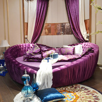 Lit rond moderne de luxe OEM, lit rond pour chambre à coucher, lit rond en forme de cœur, mobilier de chambre à coucher rotatif circulaire royal