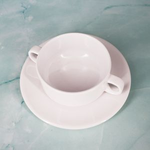 Ensemble de tasses à café en mélamine blanche au design populaire, poignée bon marché, réutilisable, en <span class=keywords><strong>plastique</strong></span>, avec soucoupe en céramique, vente en gros d'usine, <span class=keywords><strong>vaisselle</strong></span> pour la maison - Product Image 2