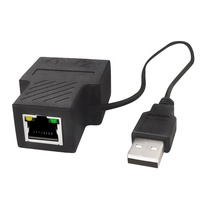 Conector divisor de Internet de extensión de red 1 a 2 con cable de alimentación USB Interfaz LAN 8P8C-Accesorio divisor de red