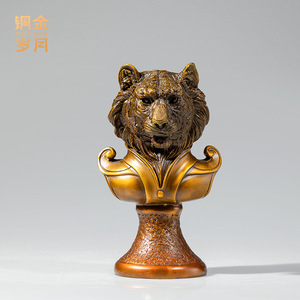 Copper And <b>Gold</b> Years Tiger Head Brass Ornament Handmade Artistic Living Room Decor <b>Statue</b> - Product Image 2