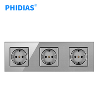 Sunpower-prise murale tactile, EU, panneau en verre de cristal coloré, AC 110 ~ 250V 16a, alimentation 3 prises, pour maison