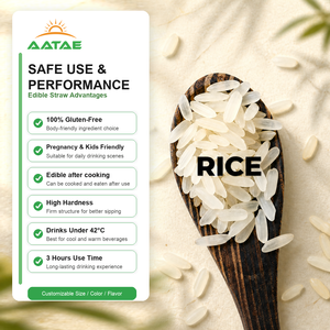 Pailles Comestibles Biodégradables Personnalisées Sûres à Manger en Amidon de Riz et de Maïs Colorées Éco-Responsables 100 Pièces/Sac <span class=keywords><strong>Vente</strong></span> en Gros Aatae - Product Image 3