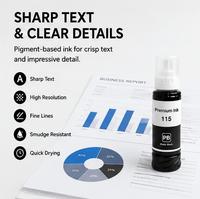 Tinta EBEST Ink Factory 115, Botella de Tinta Compatible con Impresoras Epson L8160 L8180, Tinta de Recarga a Base de Agua
