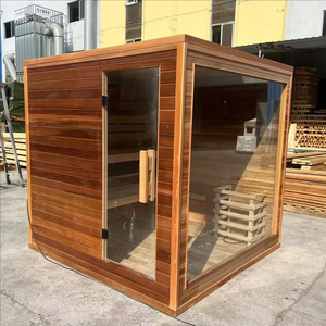 Роскошная уличная электрическая паровая сауна-джакузи из красного кедра, сборная кабина из массива дерева для спа, на 2 человека, 6 кВт, для современной виллы, квартиры, для релаксации - Product Image 3