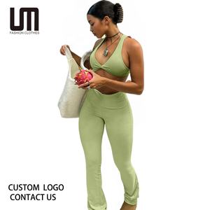 Liu Ming yeni ürünler yaz kadın 2 parça Set yelek yüksek bel tayt spor Yoga ince takım elbise - Product Image 1