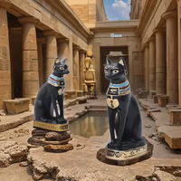 Vente en gros Décoration de maison de style égyptien Statue de chat assis déesse peinte à la main en résine artistique avec motif animal
